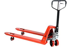 Mighty Lift ML55C Heavy Duty Pallet Jack Truck, Wheels, Polyurethane on Steel, 50" Height, 27" Width, 48" Length, 5500 lb. Load Capacity, Orange