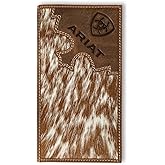 ARIAT Brindle Calf Hair Rodeo Wallet, Brown | Genuine leather, crazy horse overlay, rodeo profile, checkbook, card and cash slots with identity window