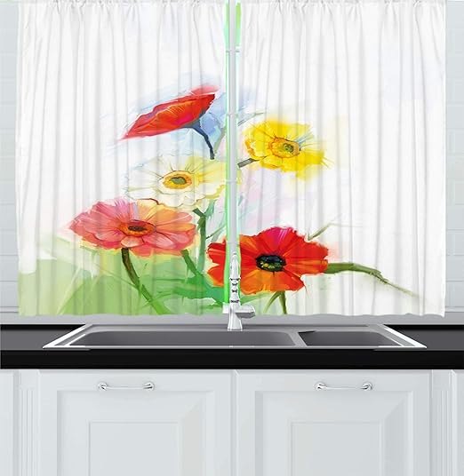 Amazon Com Ambesonne Watercolor Flower Home Decor Kitchen