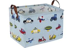 HKEC Rectangle Storage Basket,Kids Toys Storage Bins with Handles, Collapsible Car Storage Box for Playroom,Waterproof Books Basket,Gift Baskets,Baby Basket(Car)