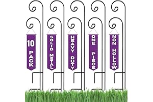 ASHMANONLINE Ashman Shepherd Curled Hook (10 Pack), 35 Inch Tall 1/4 Inch Thick, Made of Premium Metal for Hanging Bird Feeders, Mason Jars, Plant Hangers, Flower Basket, Christmas Lights, Lanterns, and Weddings