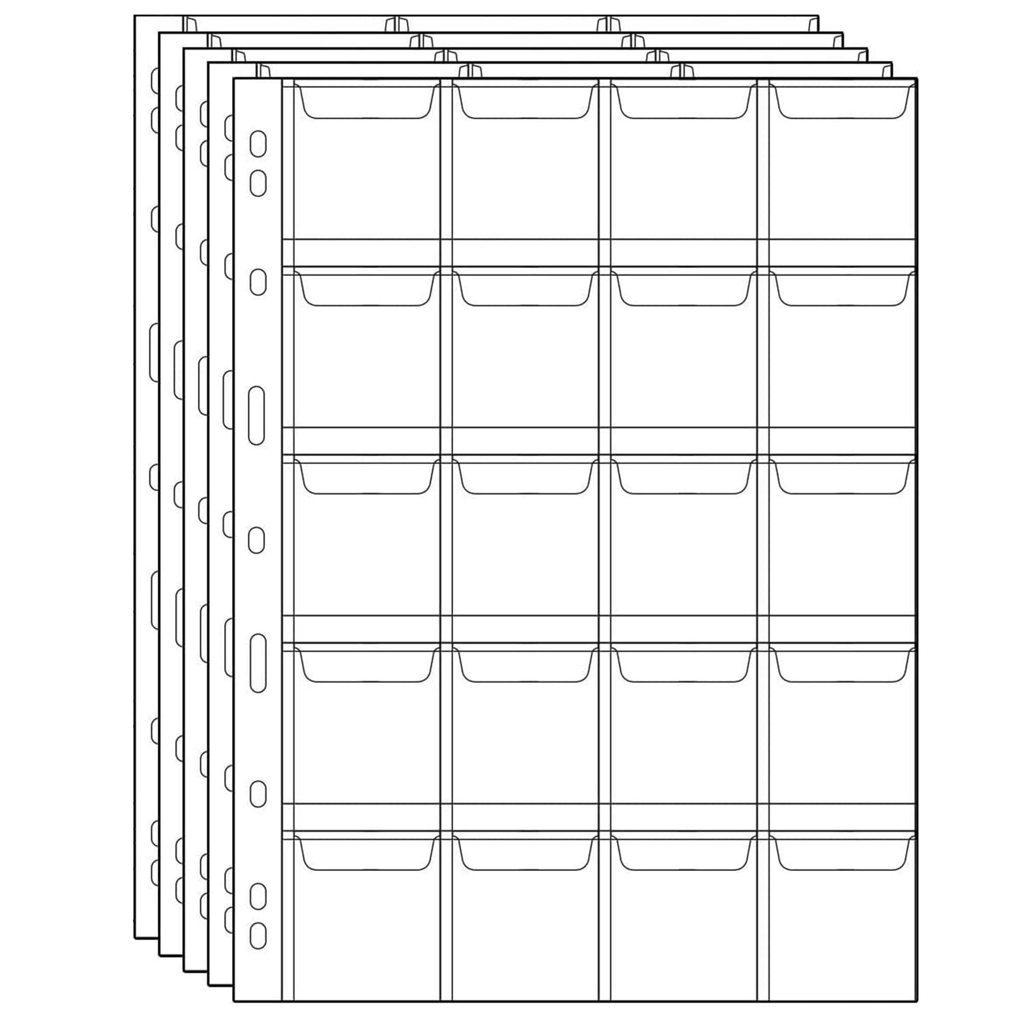 Uncle Paul Coin Collecting Sleeves 20 Pockets - 5 Sheets Standard 9-Hole Coin Storage Insert Pages CS03520
