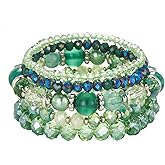 Noessla Beaded Boho Stretch Bracelet Colorful Stackable Crystal Beads Bracelets Trendy Costume Jewelry Mothers Day Gifts for Women