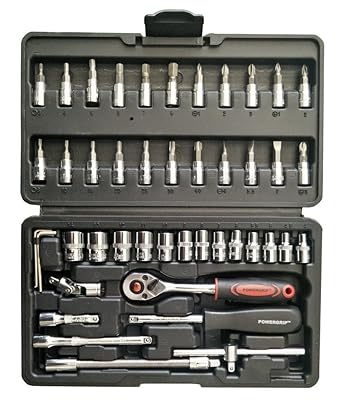 POWERGRIP Steel Socket Set (1/4-inch, Grey) -46 Pieces