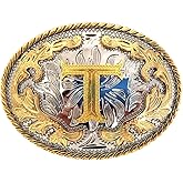 WMG Western Belt Buckle Initial Letters ABCDMRJ to Z Cowboy Belt Buckle, Rodeo Buckles for Men & Women