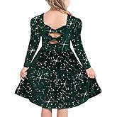 Luckrizyy Girls Velvet Dresses Kids Long Sleeve Bow Back Holiday Party Dress Toddler Fall Winter Clothes 3-8 Years