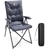 EVER ADVANCED Folding Padded Camping Chair 4 Positon Adjustable Recliner with High Back Support Portable for Adults, 300lbs W