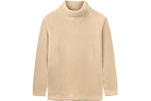 LittleSpring Boys Girls Turtleneck Fleece Tops Long Sleeve Kids Solid Thermal T Shirts