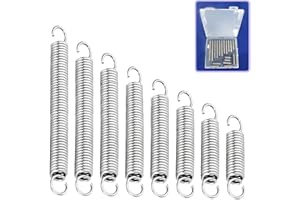 CREEYA 22pcs Extension Springs Assortment Kit, Length 5cm 6cm 7cm 8cm 9cm 10cm 11cm 12cm, Wire Diameter 1.2mm, Outside Diameter 12mm, Mechanical Strong Extension Springs with Hook for DIY Repair Replacement