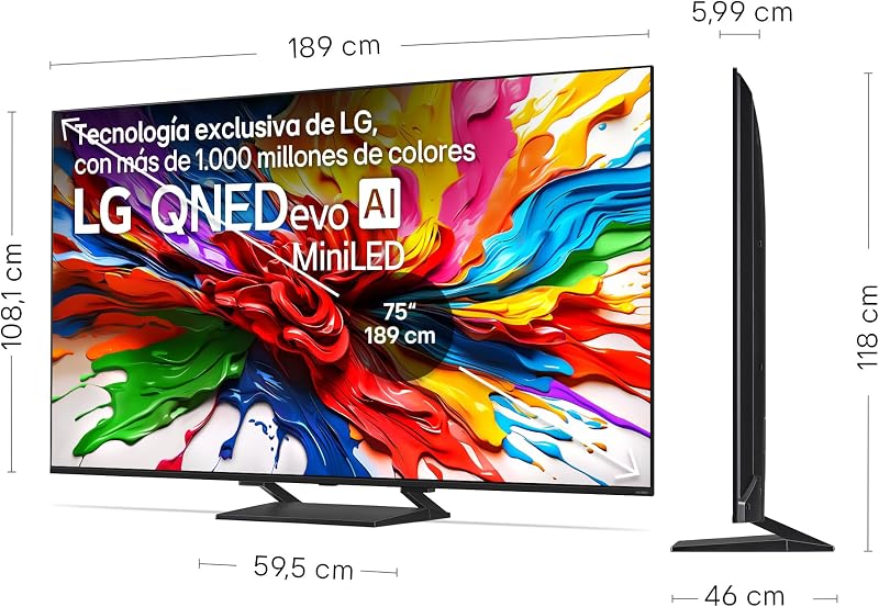 85QNED93A6A - TV de 85", 4K QNED EVO, Smart TV, WebOS 25, processador potente e inteligente, MiniLED AI, Super Upscaling, Dolby Vision e Atmos, Alexa/Google Assistant, Preto