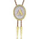 Westscorpbk Bolo Tie for Men Women Initial Western Cowboy Gold Tie Leather Necktie Necklace Western Gift Cowboy Accessories