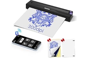 XWKOXWK Tattoo Stencil Printer Machine for Tattoo Artists&Beginners,Newly Upgraded,with 3pcs Tattoo Transfer Paper,Compatible with Phone/Pc&Pad,Portable Thermal Inkless Bluetooth Wireless Printer