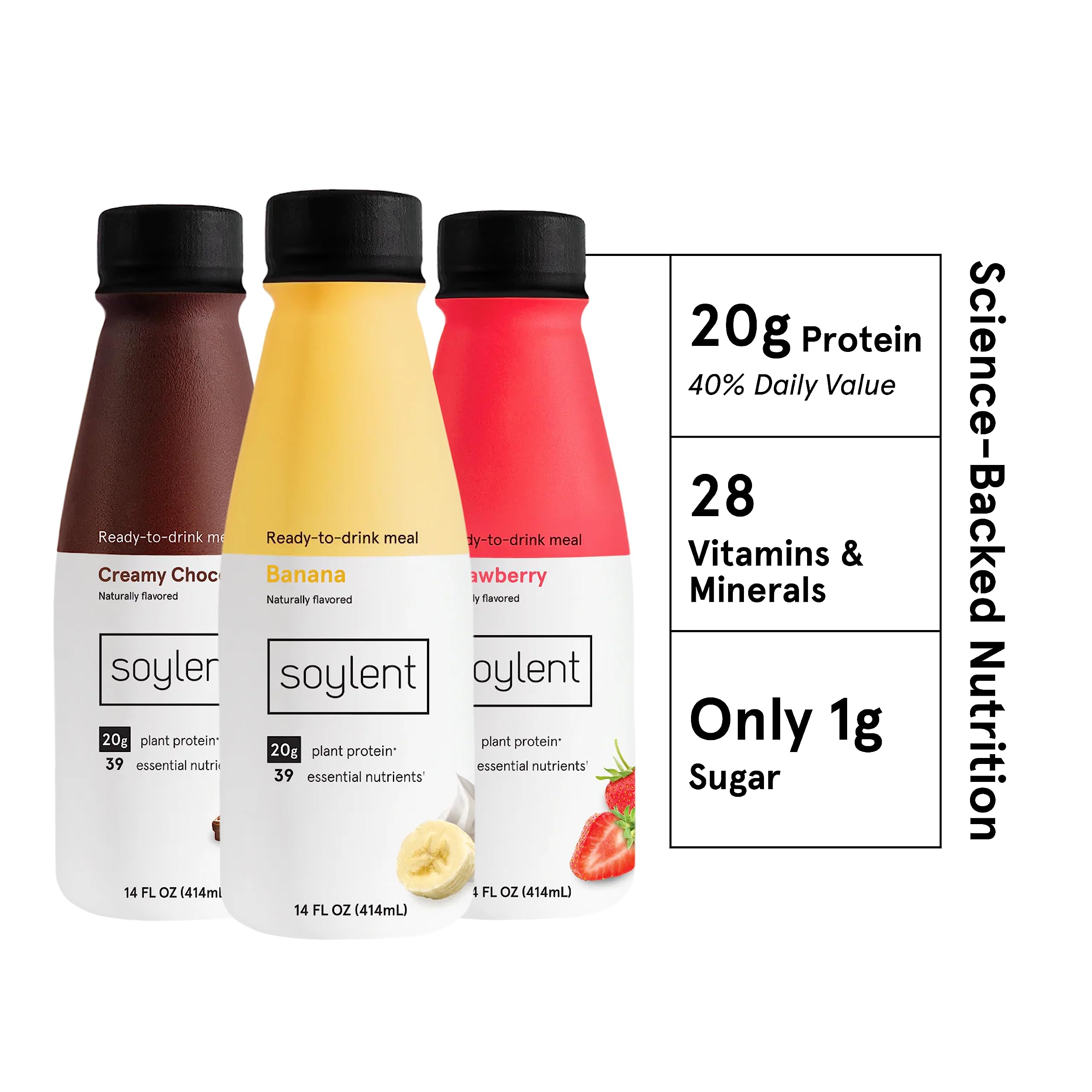Soylent Meal Replacement Shake, Banana Split Variety Pack, Contains 20g