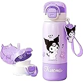 Kuromi Stainless Steel Insulated Water Bottle (Spout & Straw) 380ml
