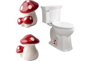 FKOG Ceramic Mushroom Toilet Bolt Caps, Mushroom Toilet Bolt Covers, Toilet Replacement Parts Decorative Bathroom Accessory Cute Bathroom Decor (red)
