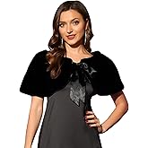 Allegra K Women's Elegant Faux Fur Shawl Wrap Stole Shrug Bow Tie Bridal Wedding Cover Up