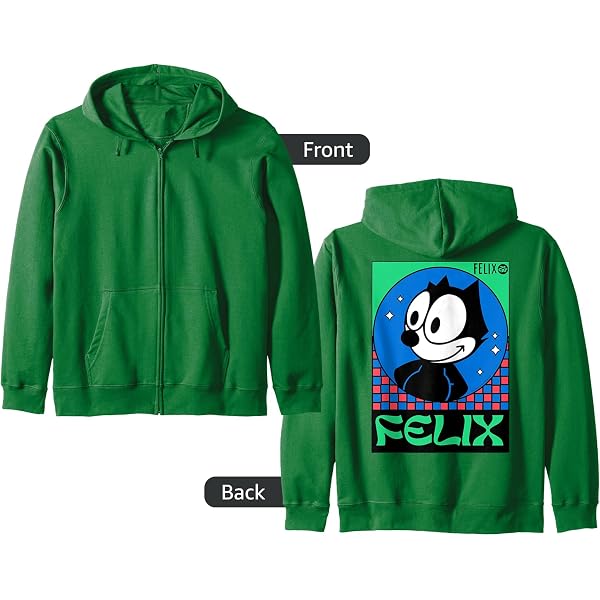 Amazon.com: Felix The Cat Checkered Zip Hoodie : Clothing, Shoes