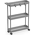 Simple Houseware Kitchen Cart Storage 3-Tier Slim/Super Narrow Shelves with Handle, 26.5'' Height/5.5'' Width for Narrow Place, Grey