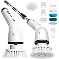 ShuxT Electric Spin Scrubber for Cleaning, Cordless IPX5 Waterproof Shower Scrubber Brushes with 9 Head, 1.5H Power Dual Speed Bathroom Cleaning Brush with Extendable Handles for Kitchen Bathtub Floor