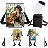 Olutacot 5 Pcs Sublimation Bags Blanks Sublimation Sport Bag Sublimation Shoulder Bag Sublimation Crossbody Bag DIY Sublimation Bags for Adults Children Father's Day Gifts, Black