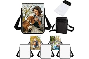 Olutacot 5 Pcs Sublimation Bags Blanks Sublimation Sport Bag Sublimation Shoulder Bag Sublimation Crossbody Bag DIY Sublimation Bags for Adults Children Father's Day Gifts, Black