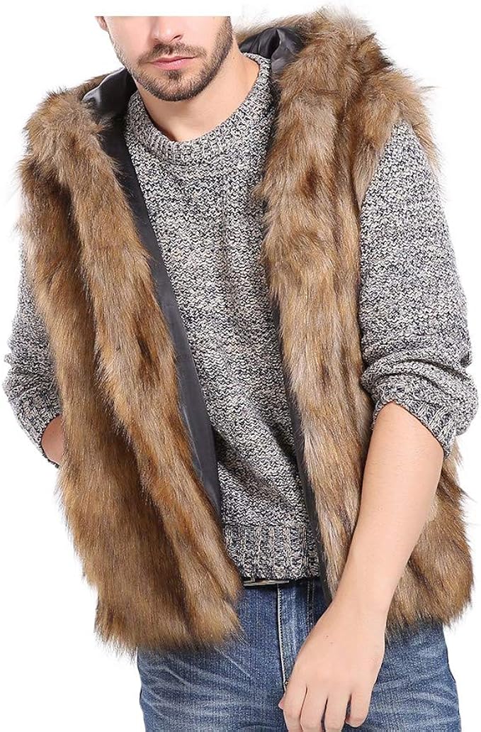 sleeveless fur hoodie