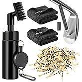 SAINT NIEVE Golf Club Cleaner Brush with 5oz Water Bottle, 8.3“ Leak-Proof Design, 2 Towels & 100 Bamboo Golf Tees – Golf Accessories for Men & Women