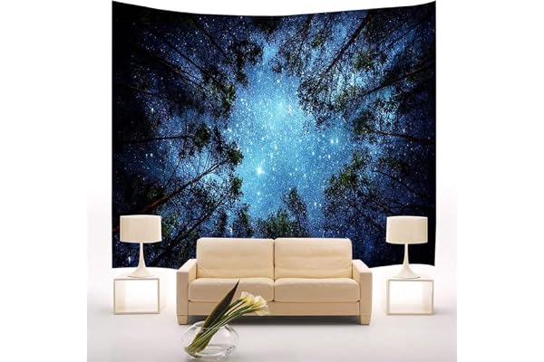 Jation Galaxy Forest Tapestry Night Sky Starry Milky Way Wall Hanging Art for Home Headboard Bedroom Living Room Dorm Decor i