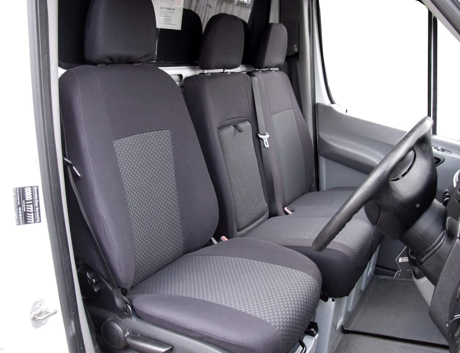 DKMOTO DK72P3 Tailored Van Seat Covers for Mercedes Sprinter 2006 - on , Volkswagen Crafter - with fold down table
