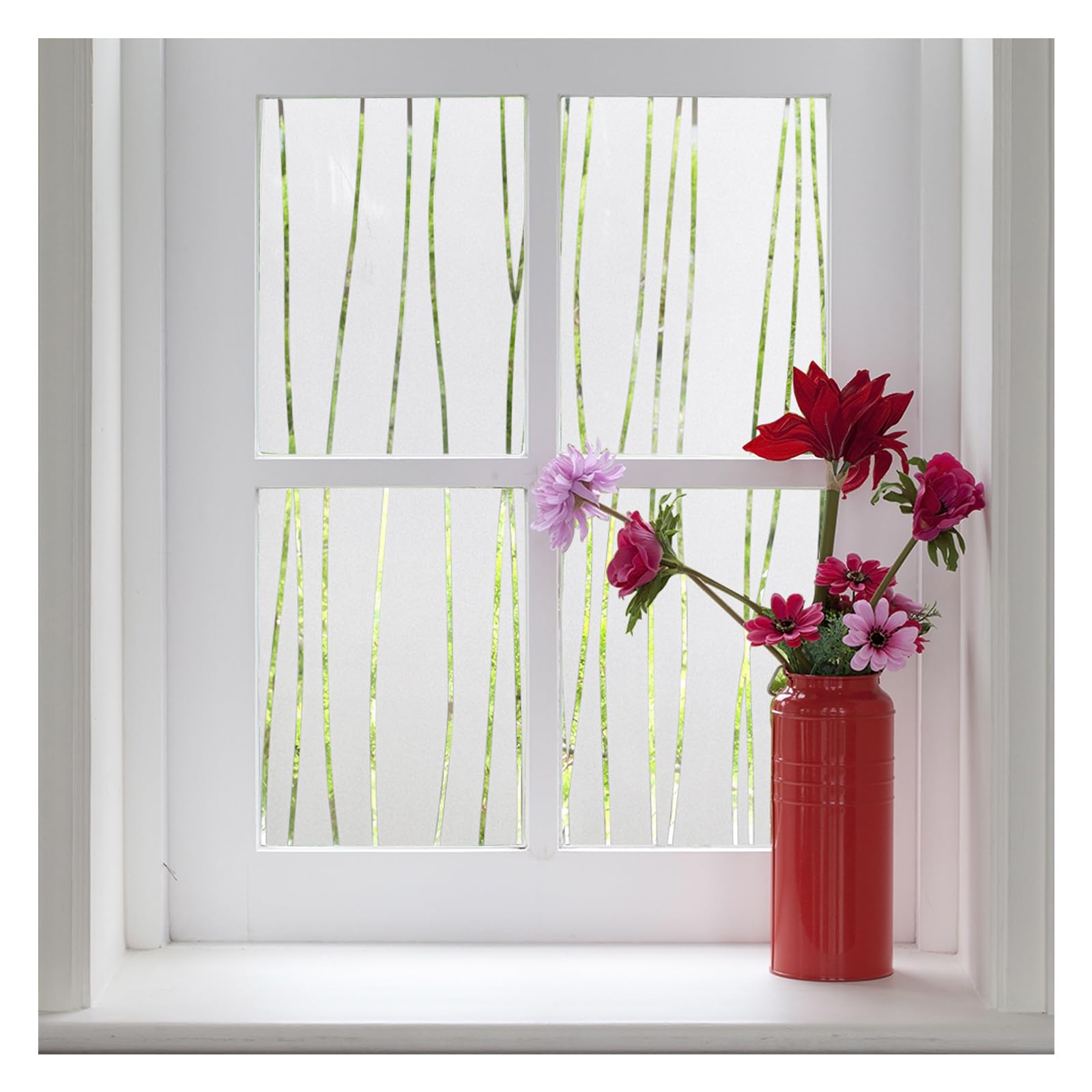 Finnez Privacy Window-Film, Non-Adhesive Static Cling Frosted Window Film Opaque Glass Film No Glue Window Sticker UV Protection Opaque Decoration for Kitchen Bathroom Home(90 x 200 cm)