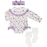 GRNSHTS Baby Girl 1st Birthday Outfits One Year Old Printed Romper Embroidery Bodysuit Cake Smash Clothes