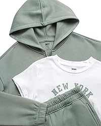 DKNY Girls 3-Piece Athletic Fleece Zip Sweatshirt
