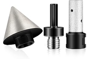 Lothee 3 Pcs Diamond Beveling Chamfer Bits with 5/8-11 Thread Adapter 3/5" Diamond Finger Milling Bits for Tile Marble Glass Existing Hole Enlarging Shaping Trimming(2 Inch,Black)