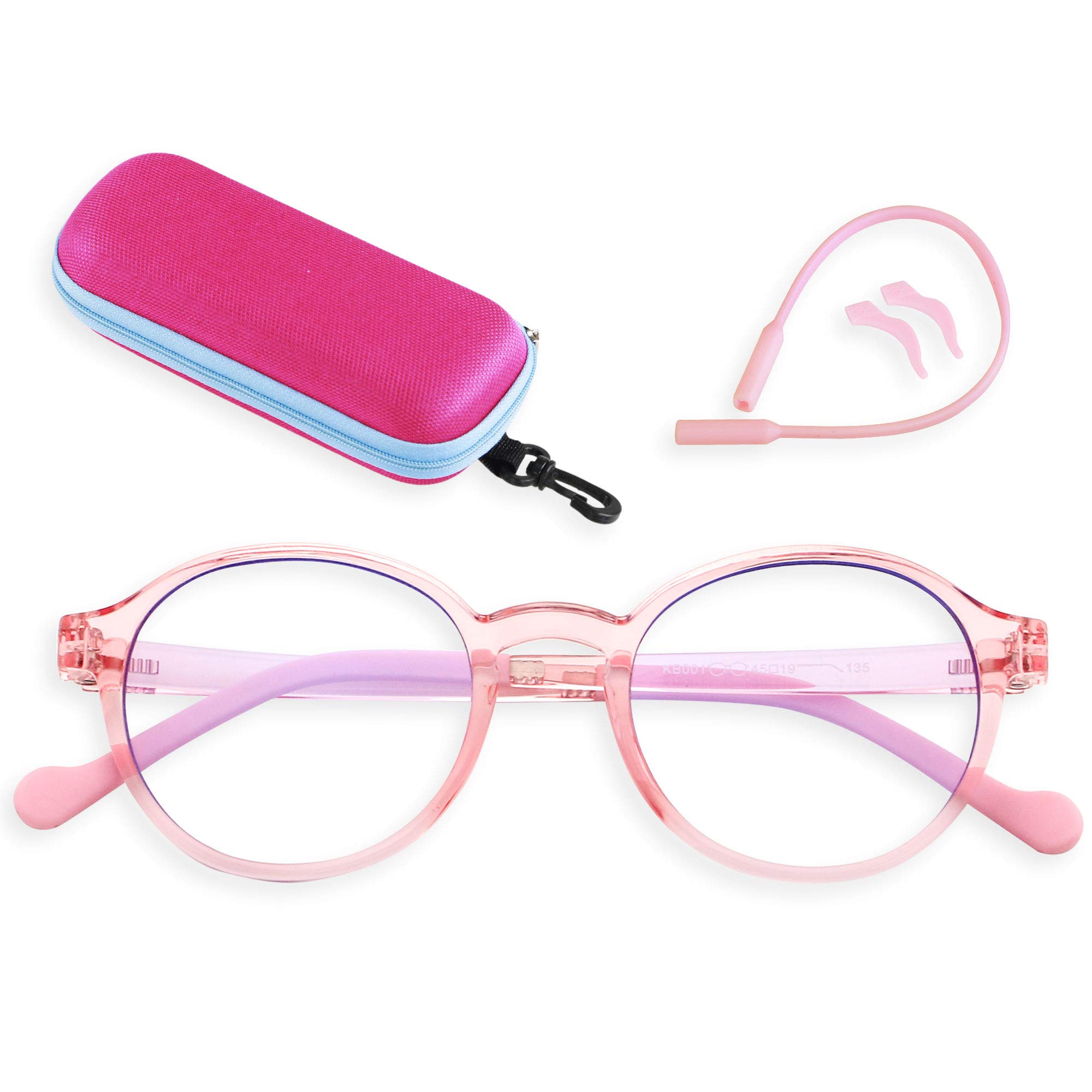 Photo 1 of ANDWOOD Blue Light Glasses Kids Girls Boys Computer Gaming Anti Blue Ray Age3-12 Unbreakable TR90 Frame With Case Pink