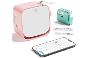 Vixic Pink Label Maker Machine with Tape-M960 Portable Mini Smartphone Label Makers, Rechargeable Bluetooth Handheld Label Printer Multiple Templates Icon Font for Home School Kids Office Organization