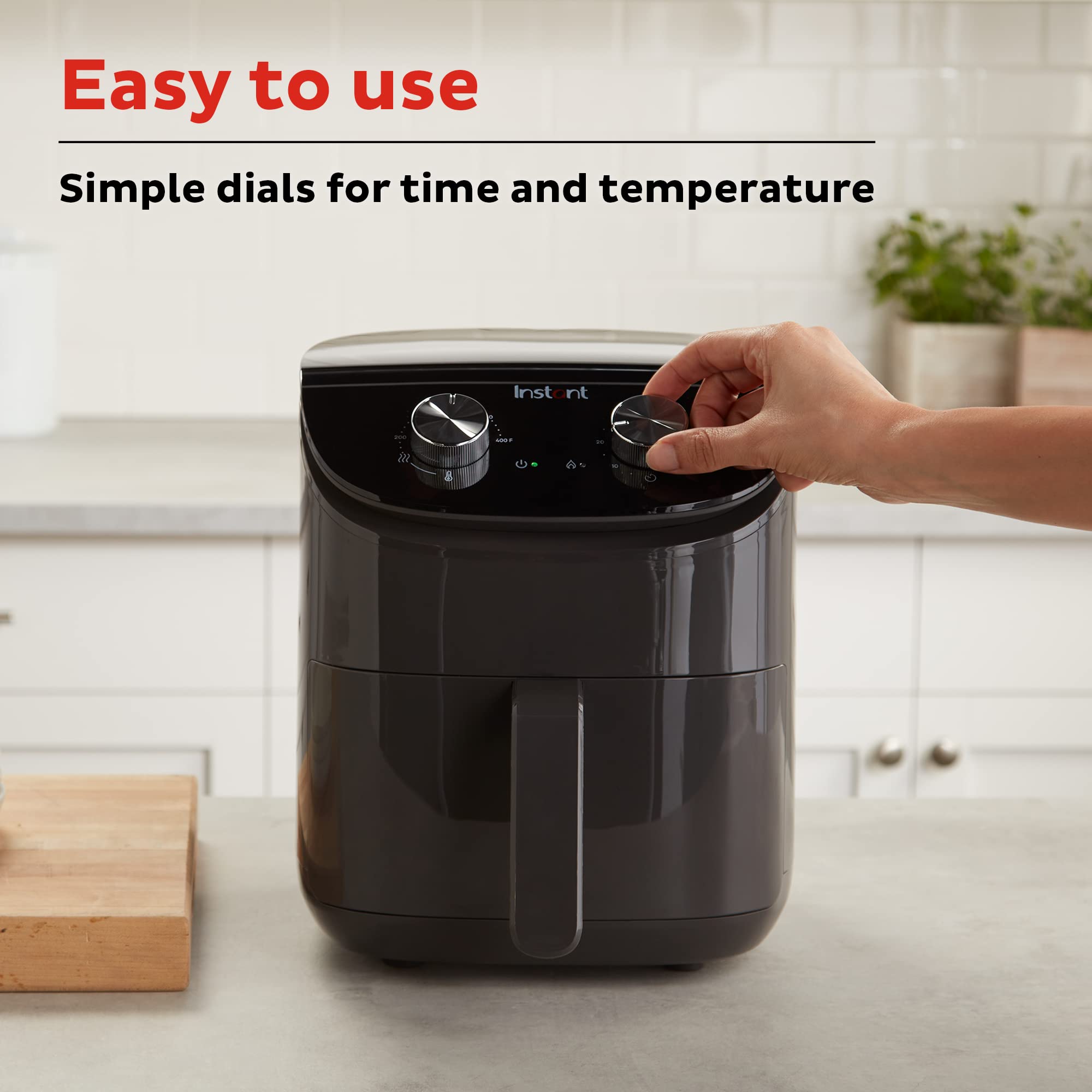 Freidora de aire Instant Pot Essentials 4QT con tecnología EvenCrisp que dora y recalienta, ajusta fácilmente el tiempo y la temperatura para comidas rápidas, más de 100 recetas en la aplicación, de los creadores de Instant Pot, negra
