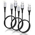 Acevien 2FT iPhone Charger Cable, 3Pack USB to Lightning Cable for Car Braided, Fast Charging Lightning Cord for iPhone 14 13 12 11 Pro Max Mini 10 8 7 Plus XR XS SE, iPad