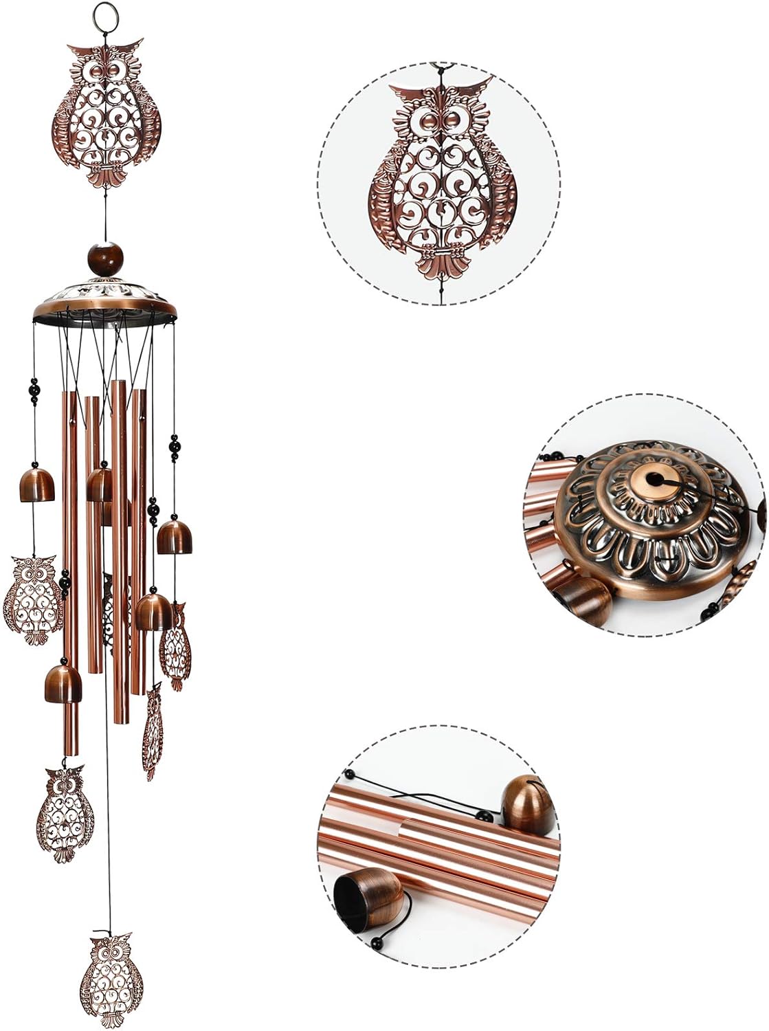 WOGOON Wind Chimes Outdoor Decor, Personalized Outside Large Copper Sympathy Hanging Owl Wind Chime Housewarming Gifts, Aluminum Tubes Memorial Bell Chimes for Garden Home Yard Patio Decorations… : Garden & Outdoor