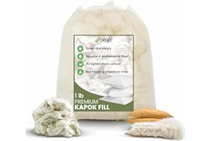 Bean Products Premium Kapok Fill | 1 lbs | 100% Organic Kapok Fiber | Chemical Free and Hypoallergenic | Perfect for Pillows, Pet Beds, Couches & More | Made in USA