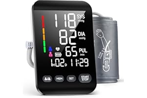 ORWK Blood Pressure Monitors for Home Use, Automatic Upper Arm Cuff (8.6''-16.5'' Adjustable), Blood Pressure Machine with Backlit LED Display, 2x199 Sets Memory for Two Users, Dual Power Supply