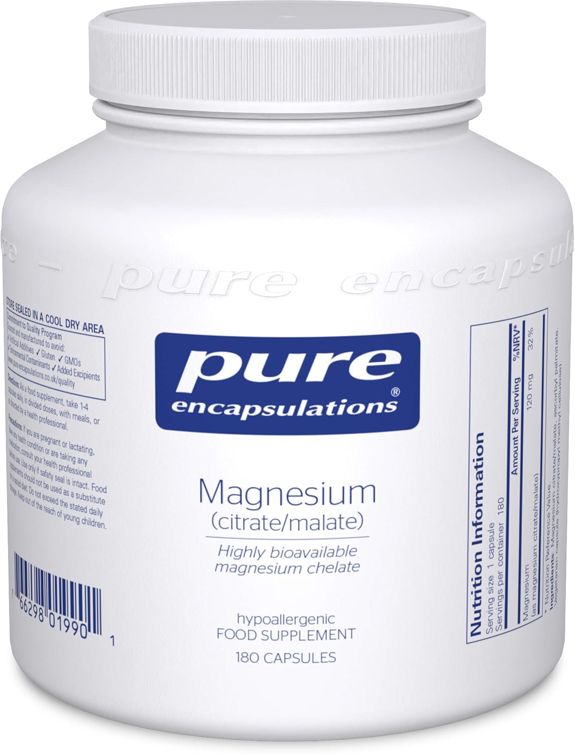 Pure Encapsulations Magnesium (Citrate/Malate) 120mg Highly