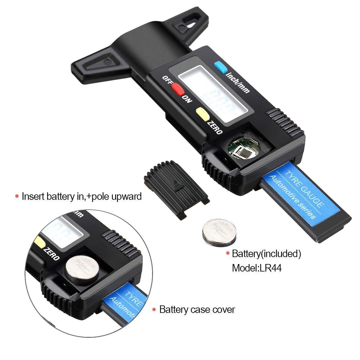 Firlar profondimetro digitale, digitale pneumatico profondimetro Range a 0 – 25 mm con ampio display LCD regolabile profondità del battistrada strumento di misurazione per motocicletta auto furgone, battistrada pneumatico Checker tester