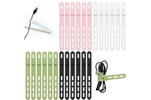 Donruby 24Pcs Silicone Cable Ties - Reusable & Washable with Locking Buckles, Adjustable Fastening Cable Management Straps, Multi-Purpose High Elasticity Cord Organizer (4 Colors)
