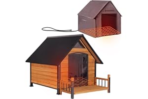 Aivituvin Heated Dog House Outdoor Extra Large Dog Kennel with Metal Frame Insulated Indoor Cage for Small Medium Large Dogs 