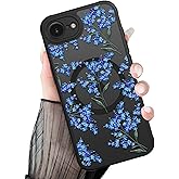 Mophinda Magnetic Floral Case for iPhone 16e [Compatible with MagSafe] Cute Aesthetic Summer Blue Flowers Design, Translucent Shockproof Cover with PC Hard Back & Soft TPU Bumper for Women Girls