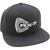 RX-7 Baseball Cap - Black Flat Brim Hat - Rotor &amp; RX7 Logos Embroidery in Silver