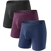 DAVID ARCHY Men's Underwear Boxer Briefs with Fly, Dual Pouch Modal Design, Support Fit, Multipack