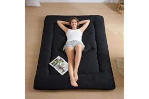 Ingdgnoso Japanese Floor Mattress, 4" Thicken Futon Mattress Tatami Mat, High Density Foam Support for Adult Kids Sleep, Portable Futon Sofa Bed for Camping, Pet Mat, Twin 80"x 39"（Black）