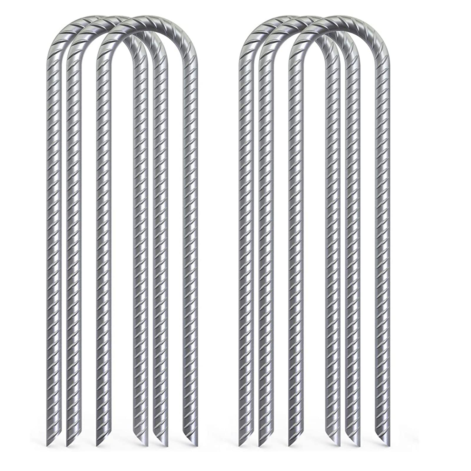 Steel Ground Stakes Heavy Duty Galvanized Steel J Hooks Anchors, trampoline pegs Garden Stake Pegs for marquees, Trampolines, Bouncy, Camping, and Garden Fence Stakes (6pack)