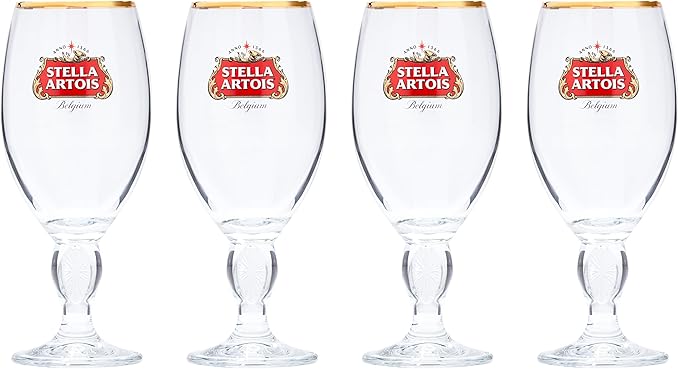 Amazon Com Stella Artois 4 Pack Original Glass Chalice 33cl Beer Glasses Beer Glasses